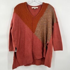 Loft colorblock sweater alpaca wool blend long sleeve geometric knit